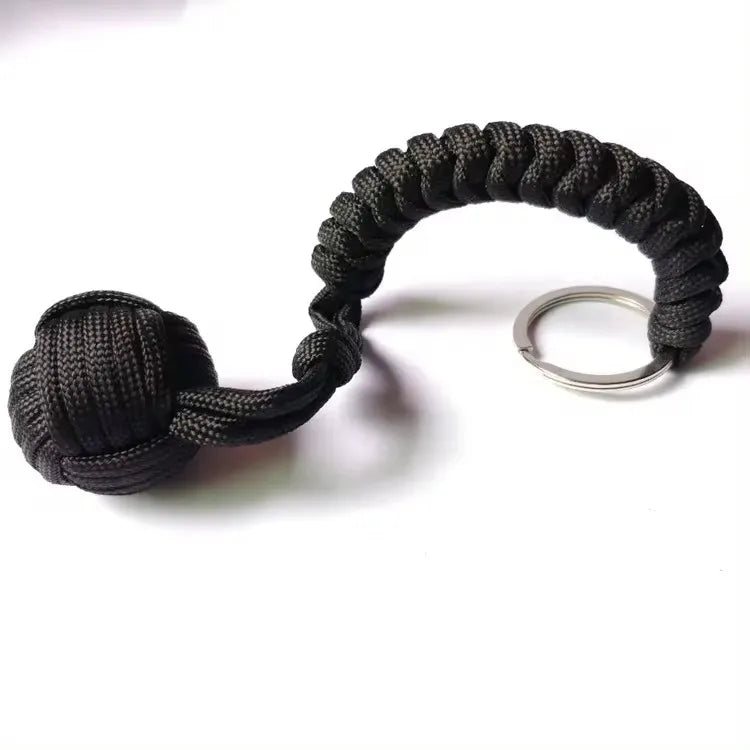 Outdoor Self‑Defense Umbrella Rope & Monkey Fist Paracord Keychain