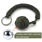 Outdoor Self‑Defense Umbrella Rope & Monkey Fist Paracord Keychain