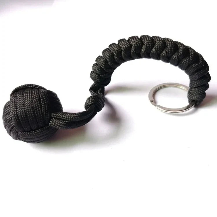 Outdoor Self‑Defense Umbrella Rope & Monkey Fist Paracord Keychain