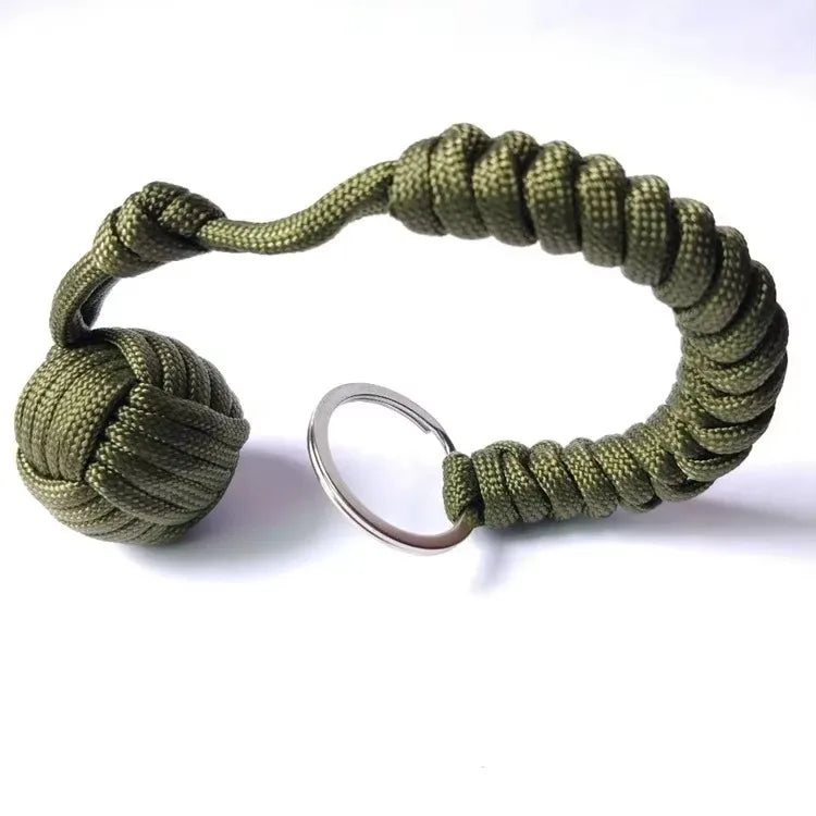 Outdoor Self‑Defense Umbrella Rope & Monkey Fist Paracord Keychain