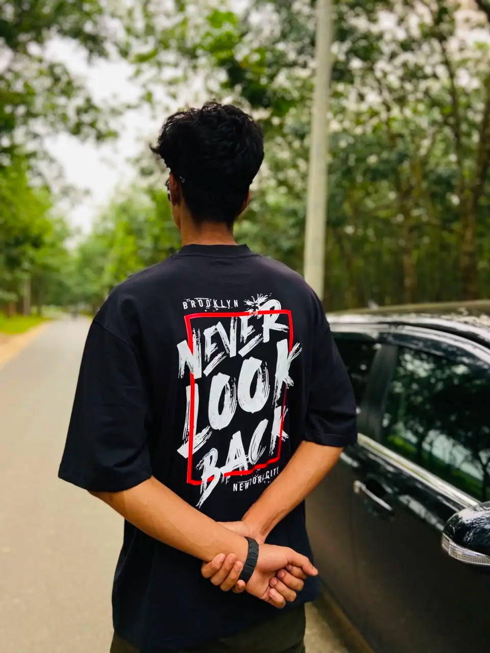 "Never Look Back" Oversized Comfortable Tee.