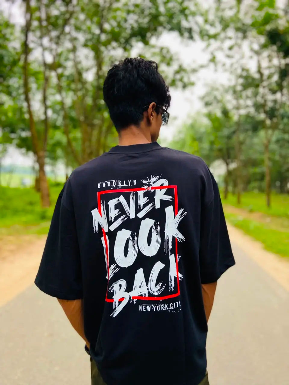 "Never Look Back" Oversized Comfortable Tee.